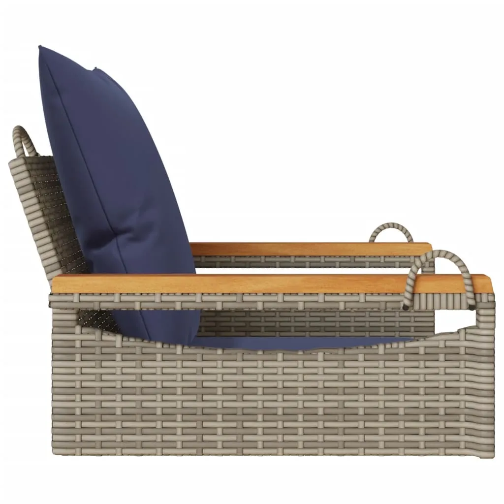 Swing Bench with Cushions Hammock Chair Poly Rattan Brown/Gray/Black