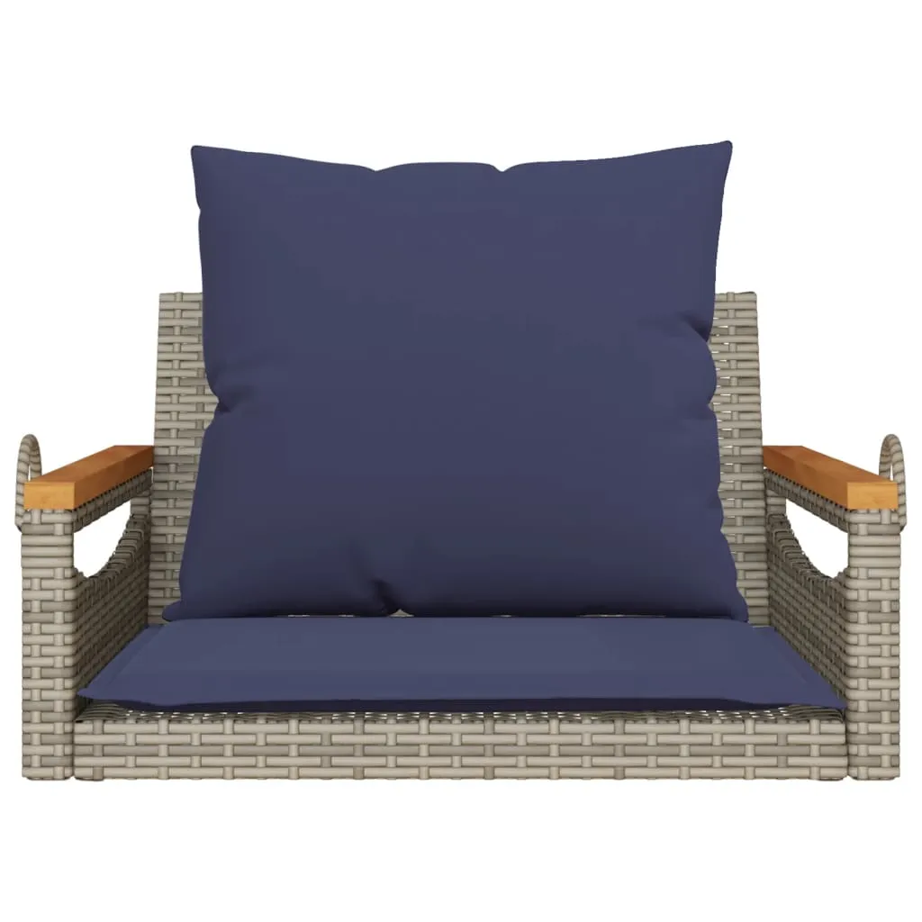 Swing Bench with Cushions Hammock Chair Poly Rattan Brown/Gray/Black