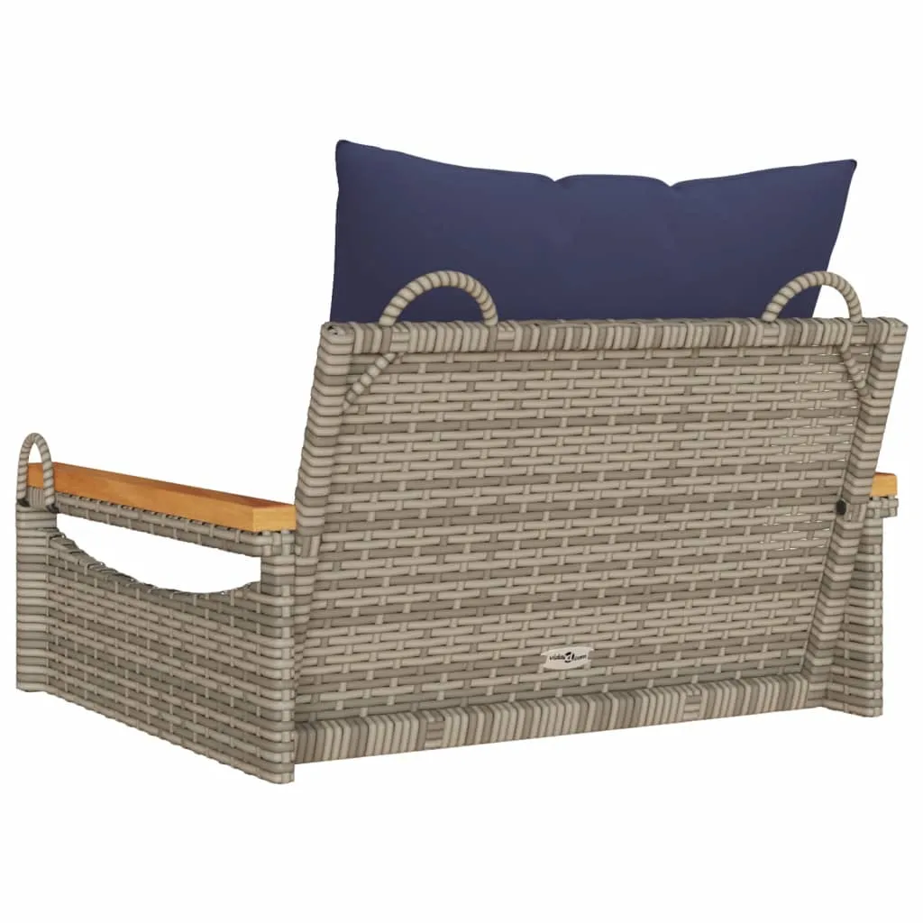 Swing Bench with Cushions Hammock Chair Poly Rattan Brown/Gray/Black