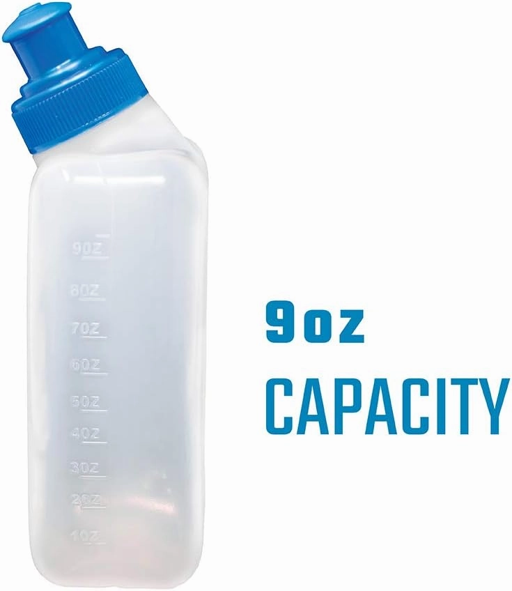 Synergy Reusable Handheld Hydration Running Water Bottles (4-Pack) (9oz 4-Pack, Blue)