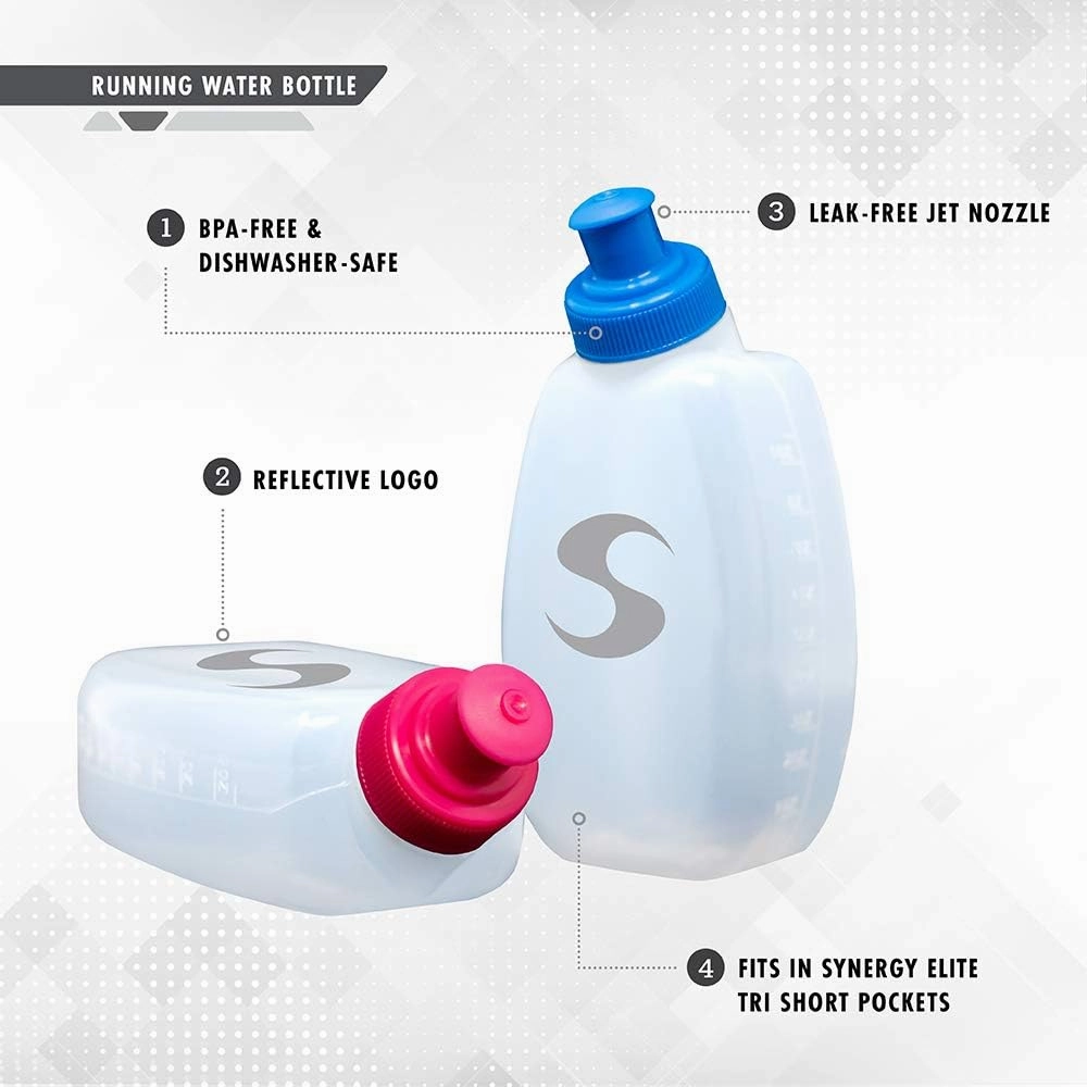 Synergy Reusable Handheld Hydration Running Water Bottles (6oz 4-Pack, Pink)