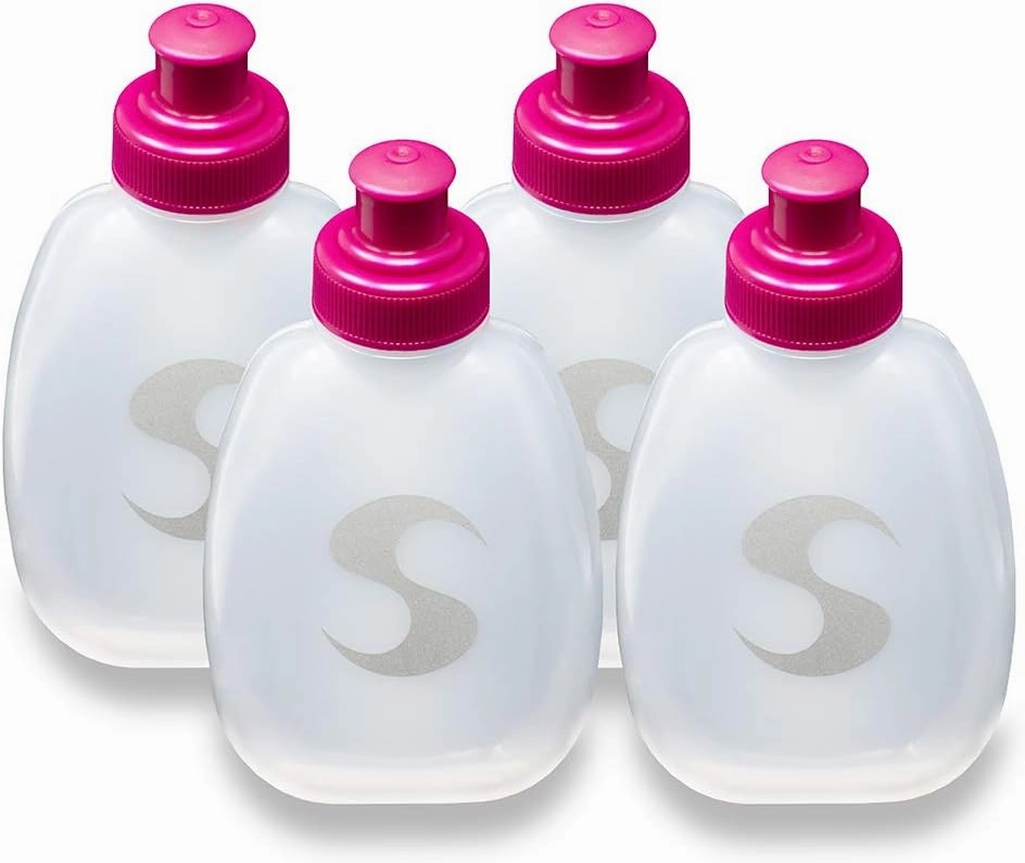 Synergy Reusable Handheld Hydration Running Water Bottles (6oz 4-Pack, Pink)