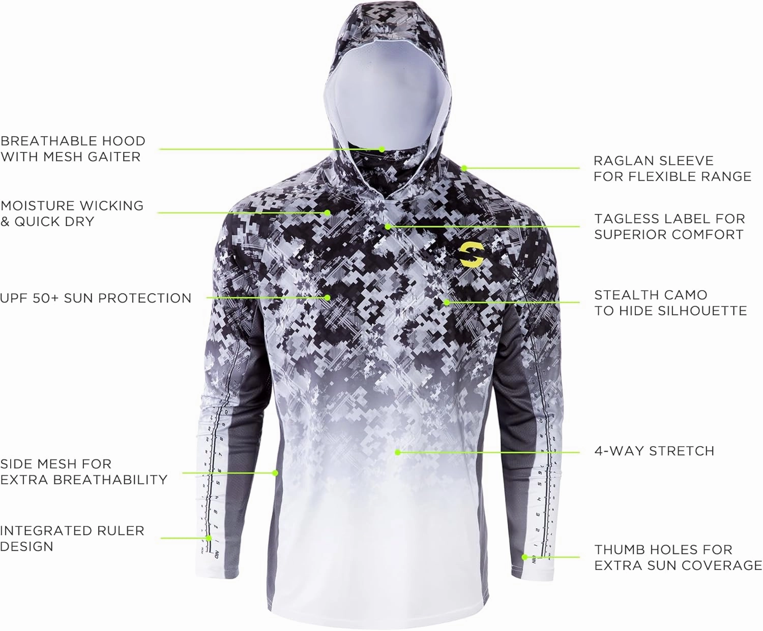 SYNKER Stealth All Weather Performance Fishing Camo Hoodie | UPF 50  Long Sleeve Shirt for Men and Women, Camouflage