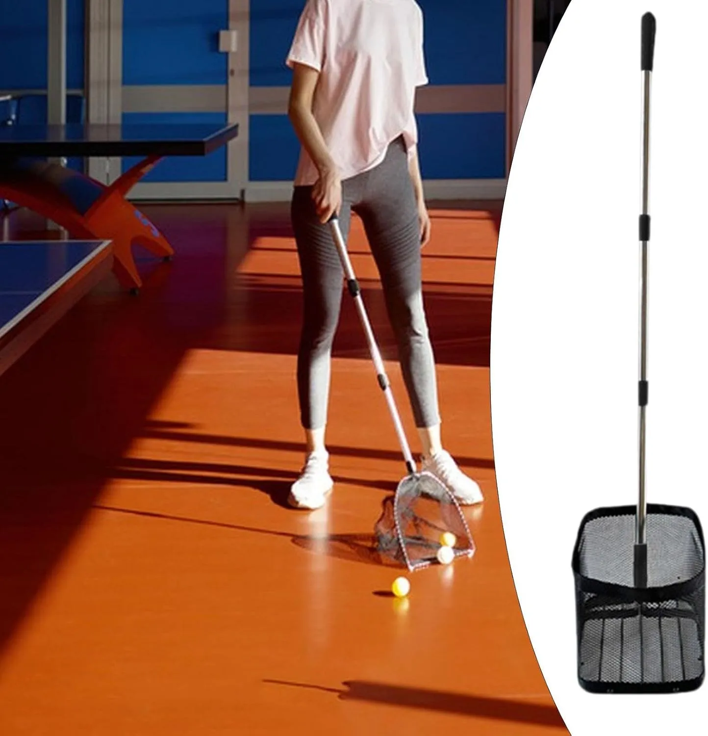 Table Tennis Retriever Pingpong Ball Picker Portable Lightweight Adjustable Telescopic Rod Pick up Tool Pickup Container
