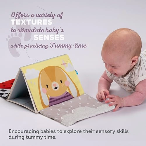 Taf Toys Tummy Time Sensory Book with Crinkle Pages & Soft Textures, High Contrast Patterns, Baby-Safe Mirror for Newborns and Infants, Tummy Time Toys for Babies 0-6 6-12 Months, Boys Girls Baby Gift