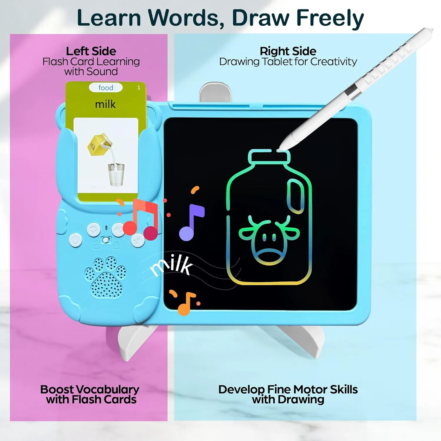 Talking Flash Cards for Toddlers - LCD Writing Tablet Kids - Drawing Tablet Toddler Toys 510 Sight Words Learning Resources - Autism & Speech Therapy Toys - Kindergarten Gifts for Boys and Girls