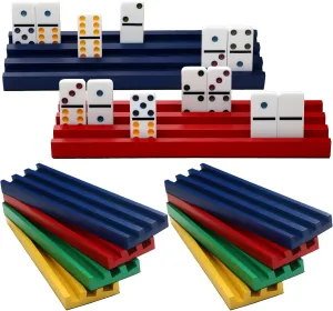 Tatuo 8 Pcs Colorful Domino Trays Wooden Racks Trays Holders Stands Tile Holder Mexican Train Accessories for Games Supplies, Dominoes Not Included