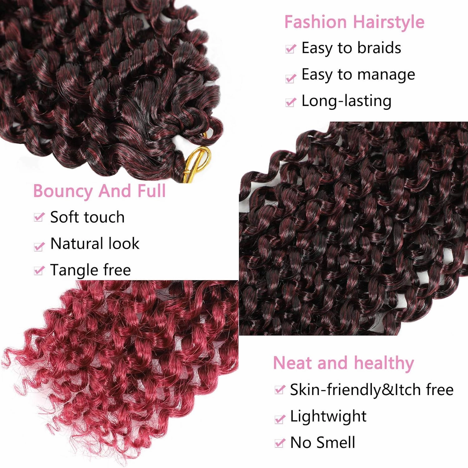 TBG Burgundy Red 24 Inch Passion Twist Crochet Hair - 8 Packs Water Wave Braiding Hair Long Spring Twist Hair Synthetic Hair Extension