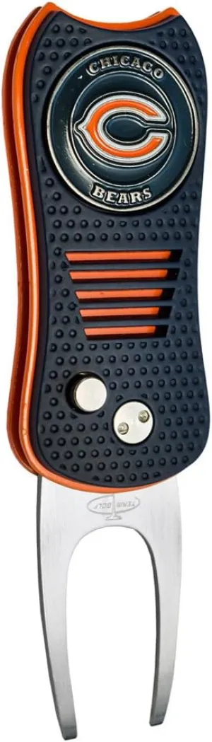 Team Golf NFL Chicago Bears Retractable Divot Tool with Double-Sided Magnetic Ball Marker, Features Patented Single Prong Design, Causes Less Damage to Greens