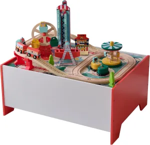Teamson Kids Florida Amusement Park Activity Table— Interactive Play Table with 6 Mini-Games for Toddlers, Educational Toy for Motor Skills, Wood