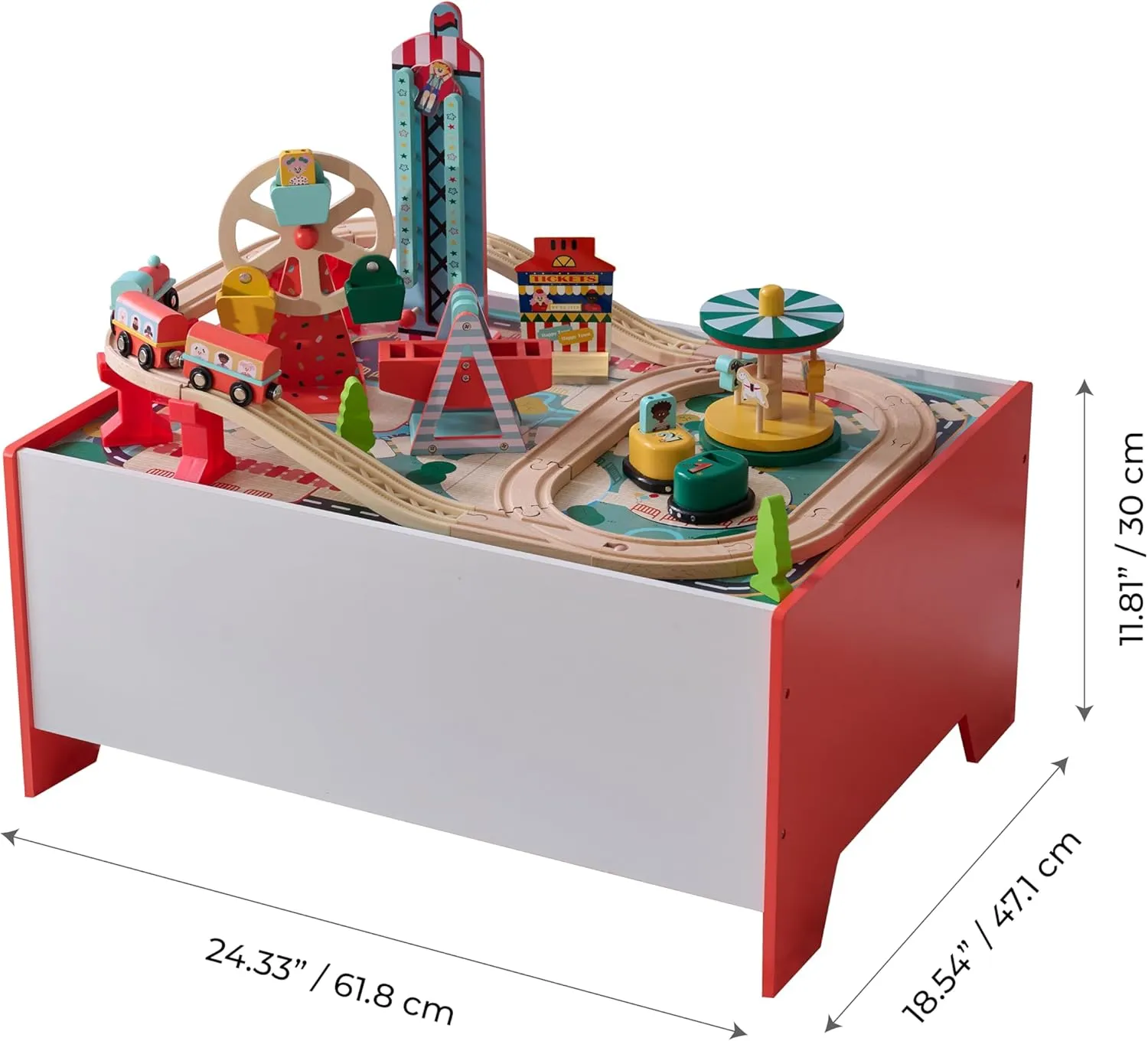 Teamson Kids Florida Amusement Park Activity Table— Interactive Play Table with 6 Mini-Games for Toddlers, Educational Toy for Motor Skills, Wood