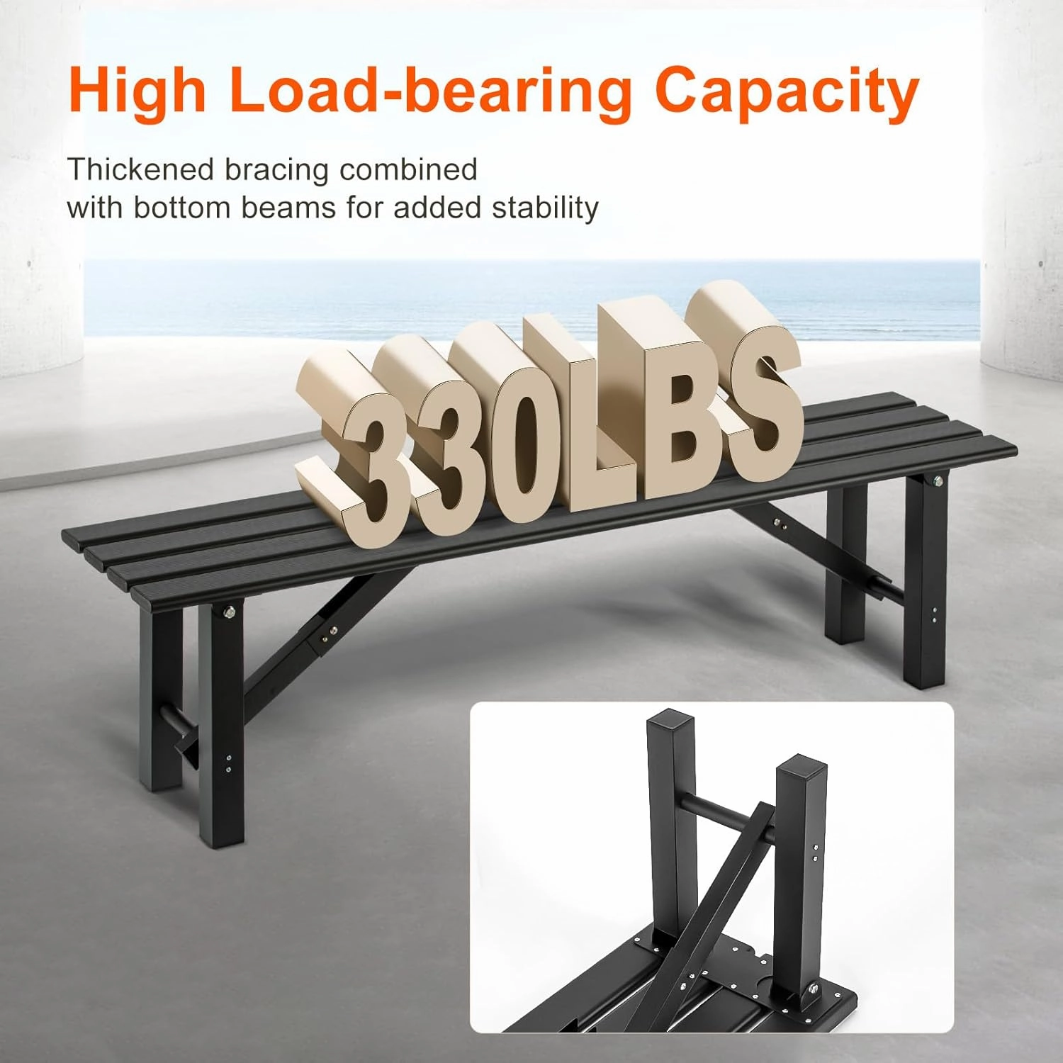 TECSPACE 59″ Aluminum Folding Bench Seat, 3 Person All Weather Outdoor Bench, Installation Free Portable Foldable Bench