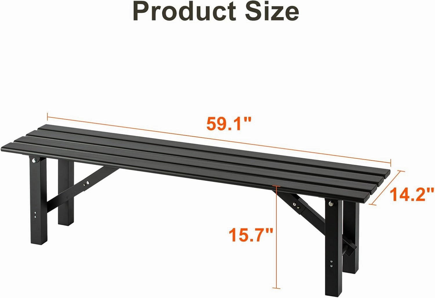 TECSPACE 59″ Aluminum Folding Bench Seat, 3 Person All Weather Outdoor Bench, Installation Free Portable Foldable Bench