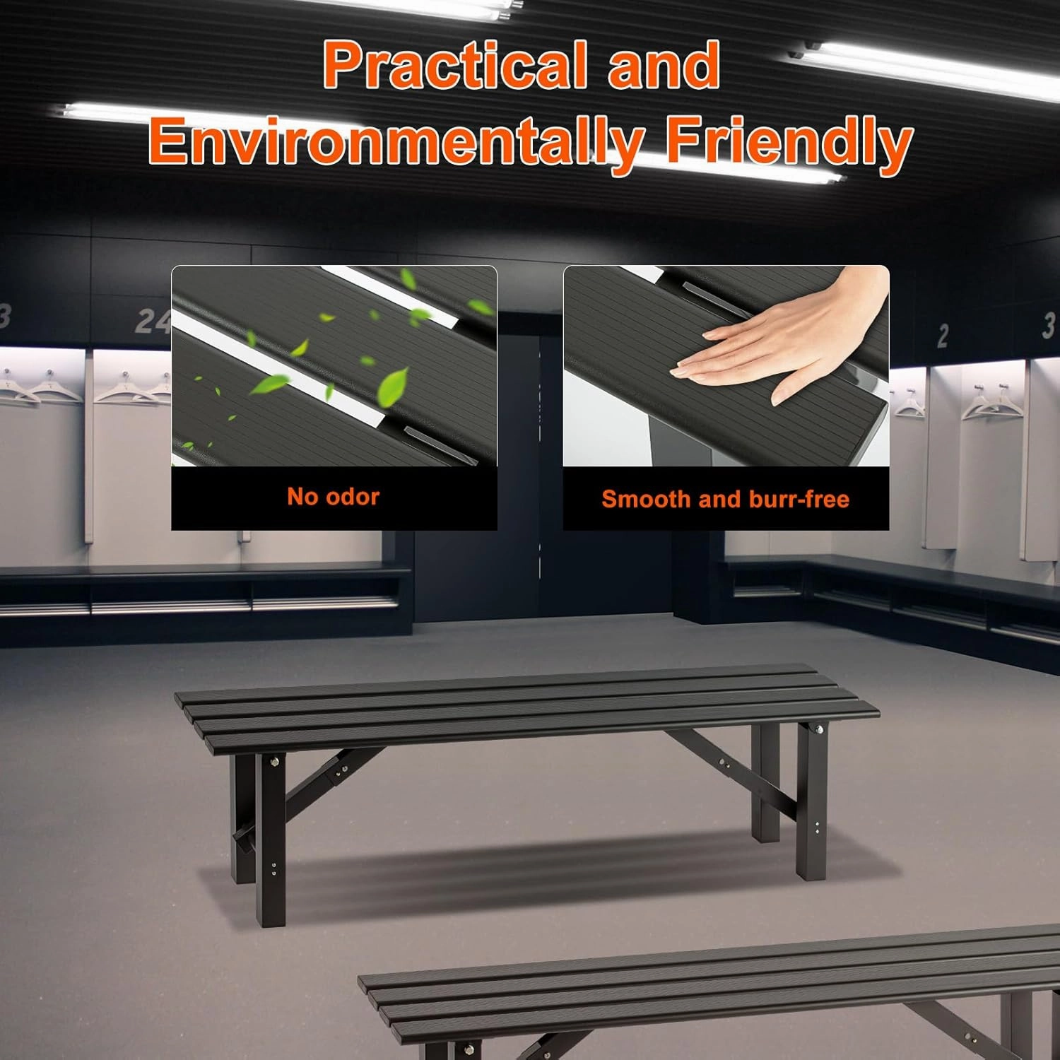 TECSPACE 59″ Aluminum Folding Bench Seat, 3 Person All Weather Outdoor Bench, Installation Free Portable Foldable Bench