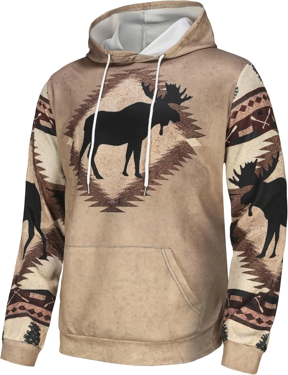 Tenna Teki Plus Size Mens Fashionable Deer Pattern Hoodie - Relaxed Fit and Ultra-Soft