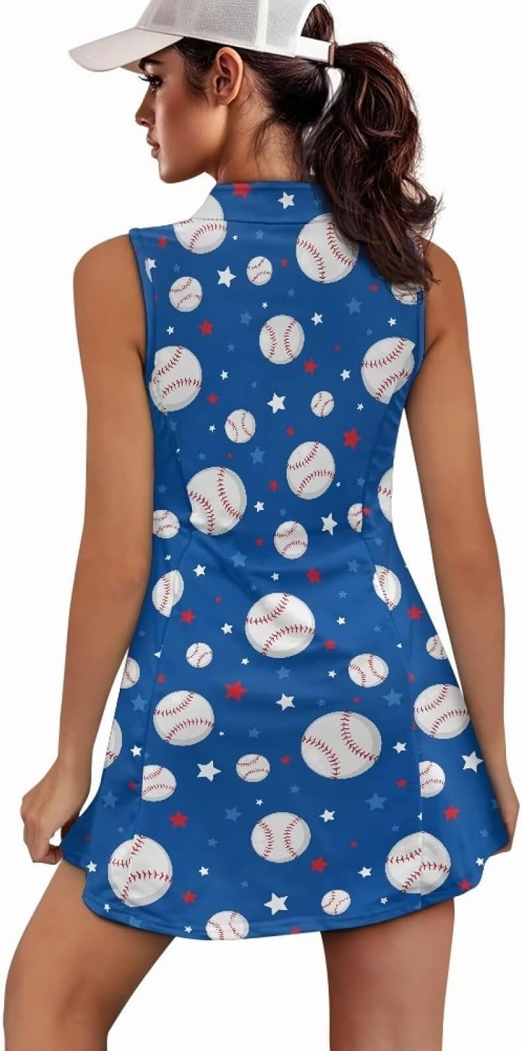 Tennis Dress for Women Girls Tennis Golf Dresses Sleeveless Athletic Dress with Built in Shorts Size XS-2XL