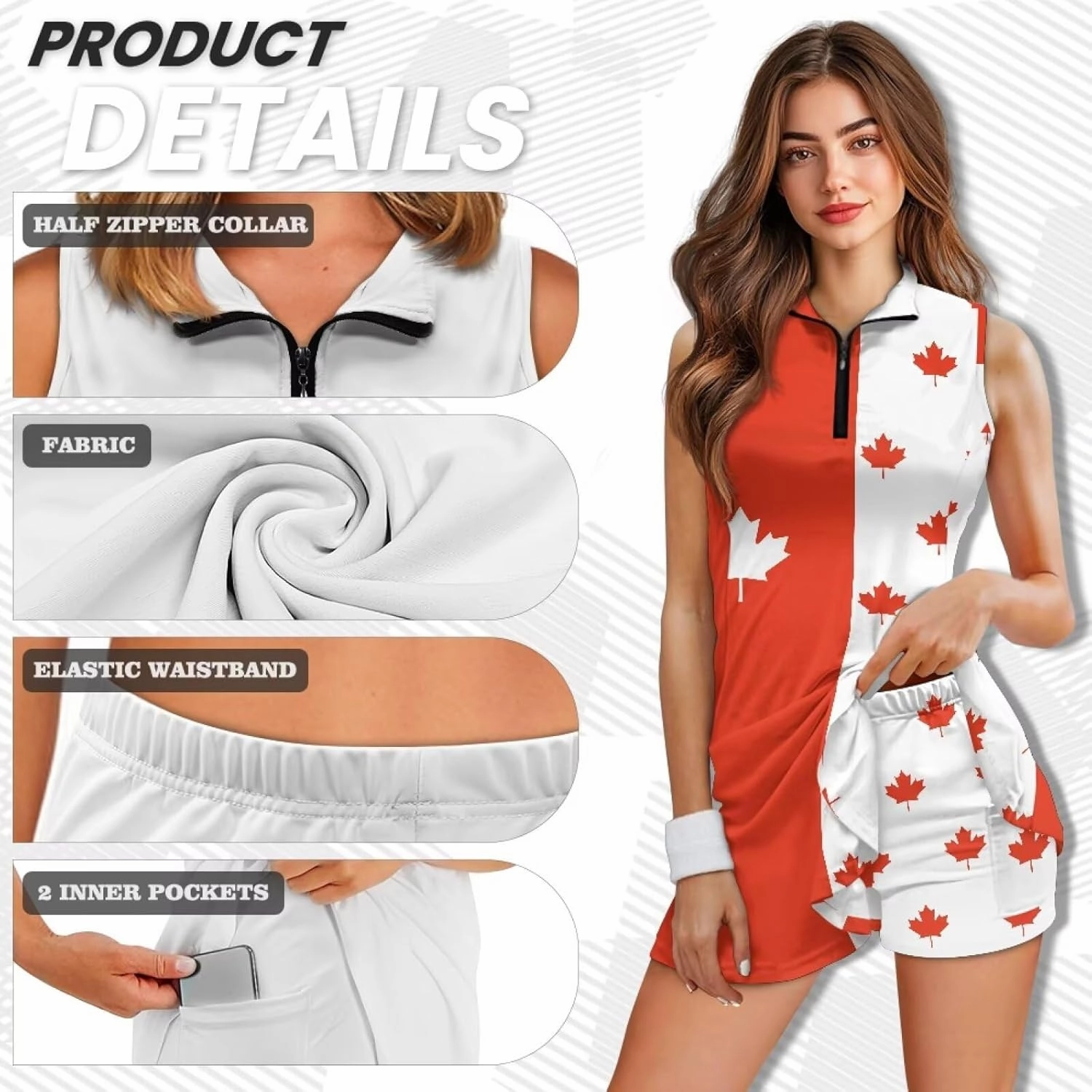 Tennis Dress for Women Girls Tennis Golf Dresses Sleeveless Athletic Dress with Built in Shorts Size XS-2XL