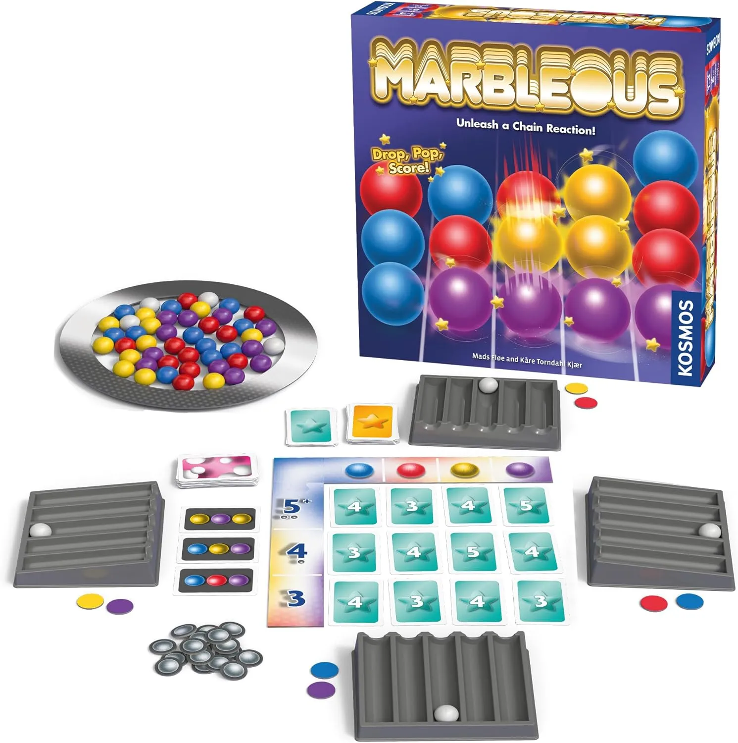 Thames & Kosmos Marbleous - Colorful Marble Strategy Game | 30 Minute Playtime | Family Game Night 1-4 Players | Ages 8 & UP