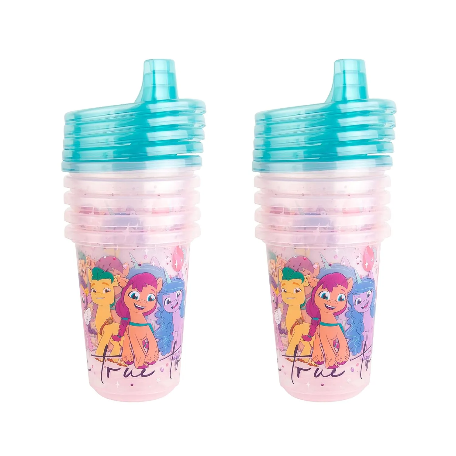 The First Years Take & Toss My Little Pony Sippy Cups - Reusable Toddlers Cups with Lids - Kids Party Pack with 2 Travel Caps - 10 Oz - 10 Count