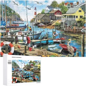 The Fishing Boat Returned to The Dock 1000 Pieces Jigsaw Puzzle challenging and Stimulating Puzzle Game Wall Art Unique Gift