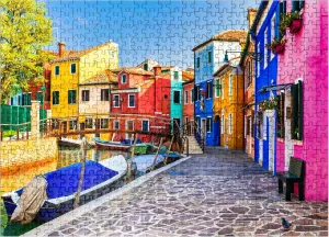 The Most Colorful Traditional Fishing Village Burano Jigsaw Puzzle for Adults 500 Piece Educational Game Puzzle Thick Sturdy Hard Challenging Difficult Party Games Props