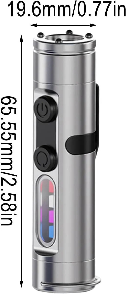 The Ultimate Everyday Micro Tool,500 Lumens Mini Rechargeable EDC Flashlight,Magnetic Pocket Keychain Flashlight with Hat Clip,Waterproof,3 Brightness for Camping,Emergency (Silver, Without Lighter)