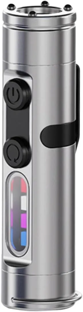 The Ultimate Everyday Micro Tool,500 Lumens Mini Rechargeable EDC Flashlight,Magnetic Pocket Keychain Flashlight with Hat Clip,Waterproof,3 Brightness for Camping,Emergency (Silver, Without Lighter)