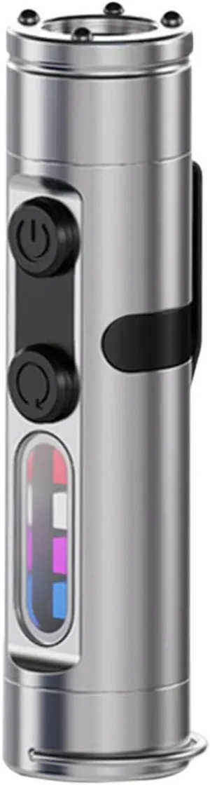 The Ultimate Everyday Micro Tool,500 Lumens Mini Rechargeable EDC Flashlight,Magnetic Pocket Keychain Flashlight with Hat Clip,Waterproof,3 Brightness for Camping,Emergency (Silver, Without Lighter)