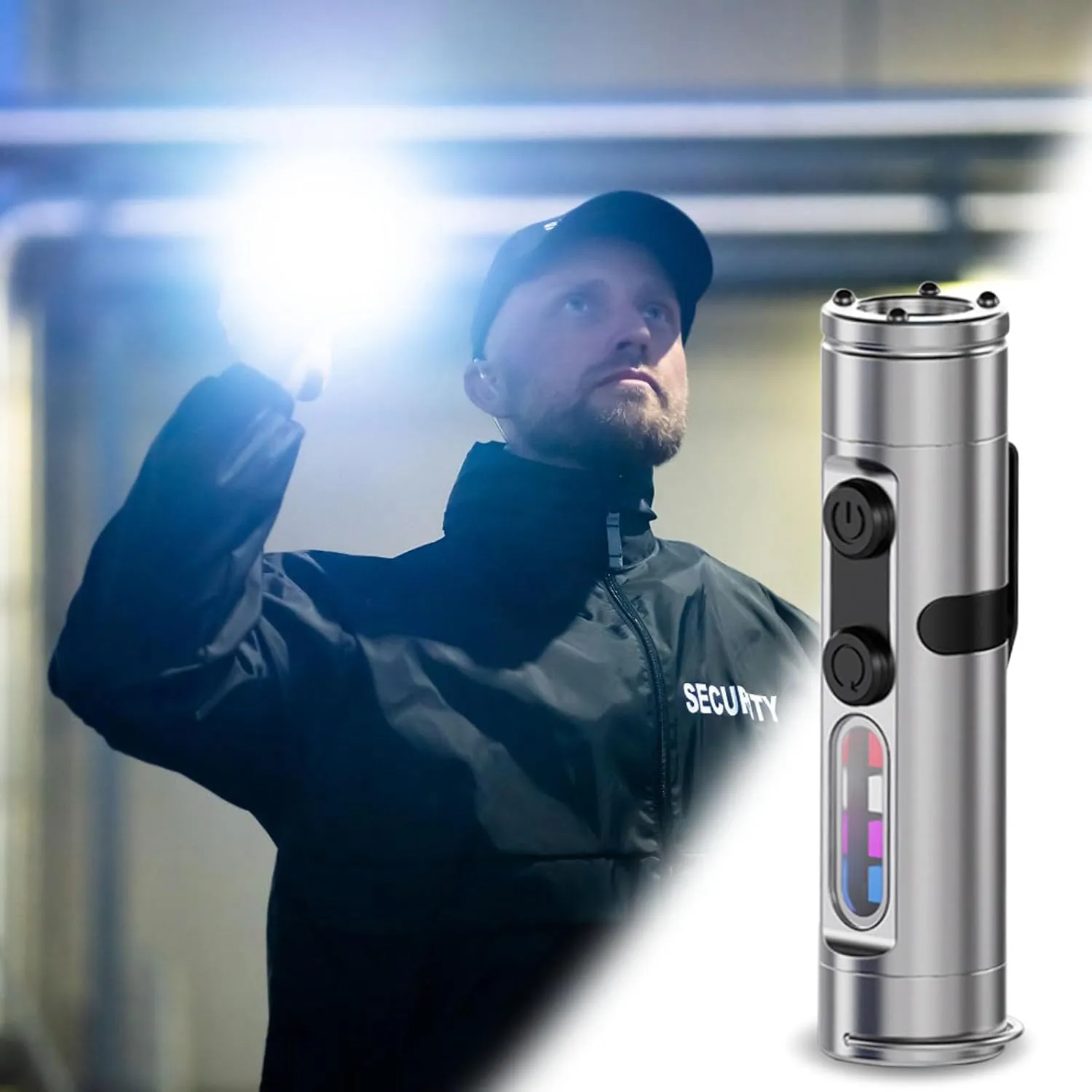 The Ultimate Everyday Micro Tool,500 Lumens Mini Rechargeable EDC Flashlight,Magnetic Pocket Keychain Flashlight with Hat Clip,Waterproof,3 Brightness for Camping,Emergency (Silver, Without Lighter)