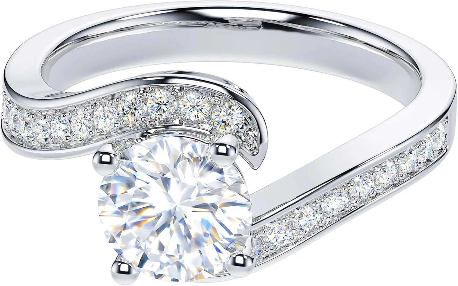 THELANDA Genuine Moissanite or Simulated Diamond 1CT Hold My Hand Twisted Swirled Wrapped Promise Engagement Bridal Ring For Her
