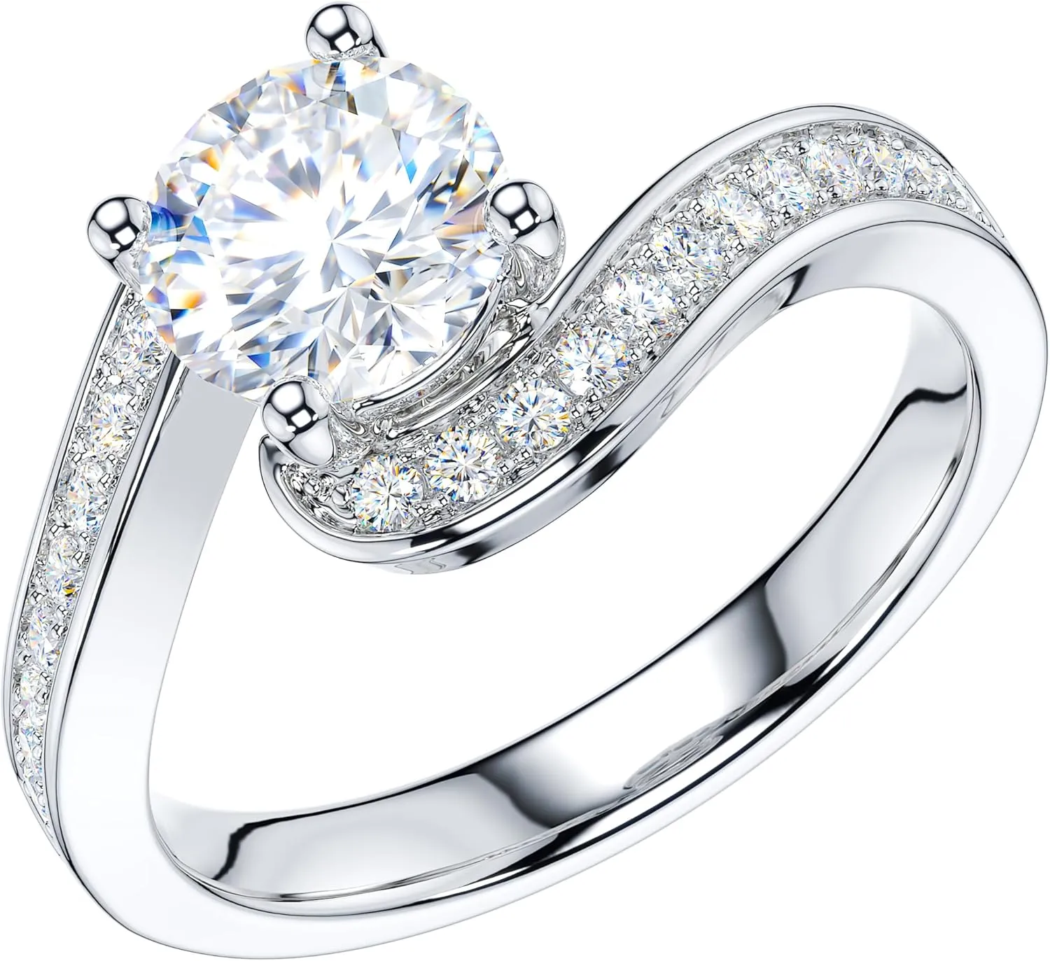 THELANDA Genuine Moissanite or Simulated Diamond 1CT Hold My Hand Twisted Swirled Wrapped Promise Engagement Bridal Ring For Her