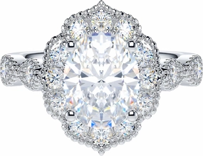 THELANDA 2CT Oval Cut Genuine Moissanite or Simulated Diamond Sterling Silver Milgrain Vintage Promise Ring Halo Engagement Ring