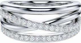 THELANDA Genuine Moissanite or Simulated Diamond Sterling Silver 8.5mm Four Row Criss Cross Crossover Infinity Wedding Ring For Couples