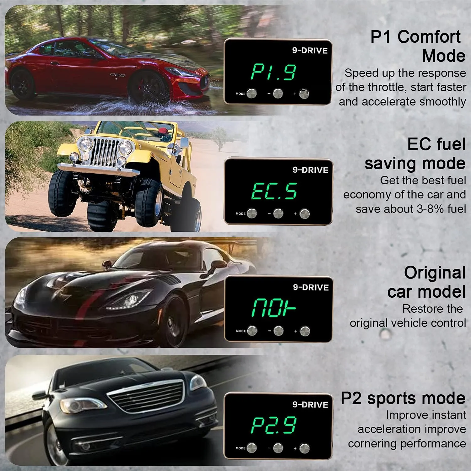 Throttle Response Controller,9 Drive Throttle Controller,Intelligent Electronic Racing Pedal Accelerator for AUDI A3 A6 VW SKODA SEAT PORSCHE