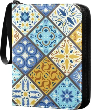 Tiles-colorful Print Trading Card Protectors Holder Collectible Album for Sports Card Collection Storage 400 pockets Game Card Binder