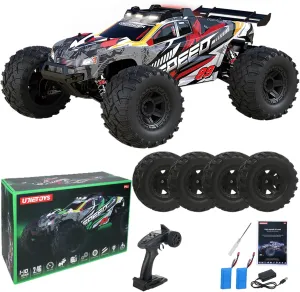 TINGEN 1:10 Brush RC Car for Adult Real 46KM/H Off Road for All Kind of Terrain 4WD Remote Control About 100Meter (Red)