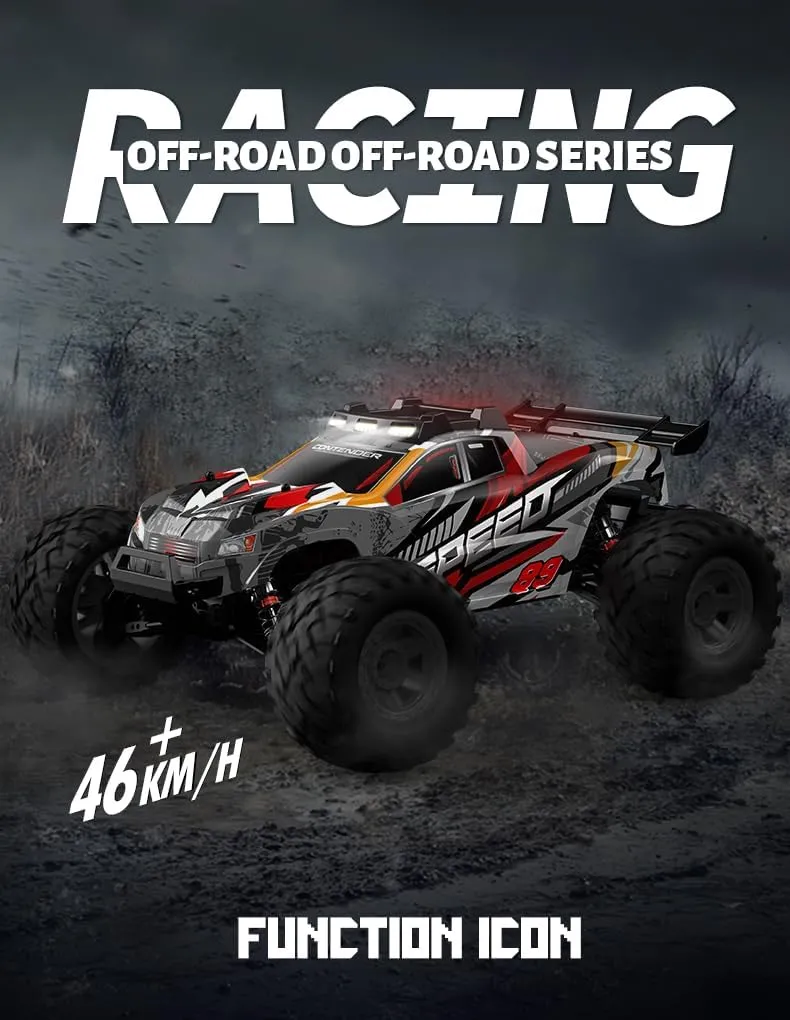 TINGEN 1:10 Brush RC Car for Adult Real 46KM/H Off Road for All Kind of Terrain 4WD Remote Control About 100Meter (Red)