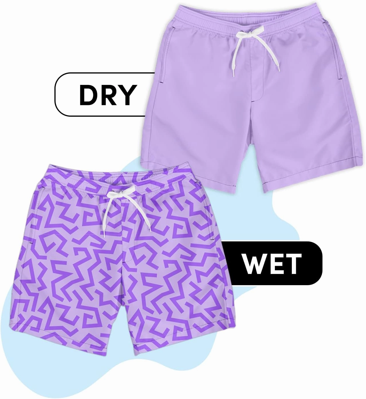 Tipsy Elves Men's Color Changing Swim Trunks - 7 Inch Inseam Bold Colorful Swimming Trunks for Men