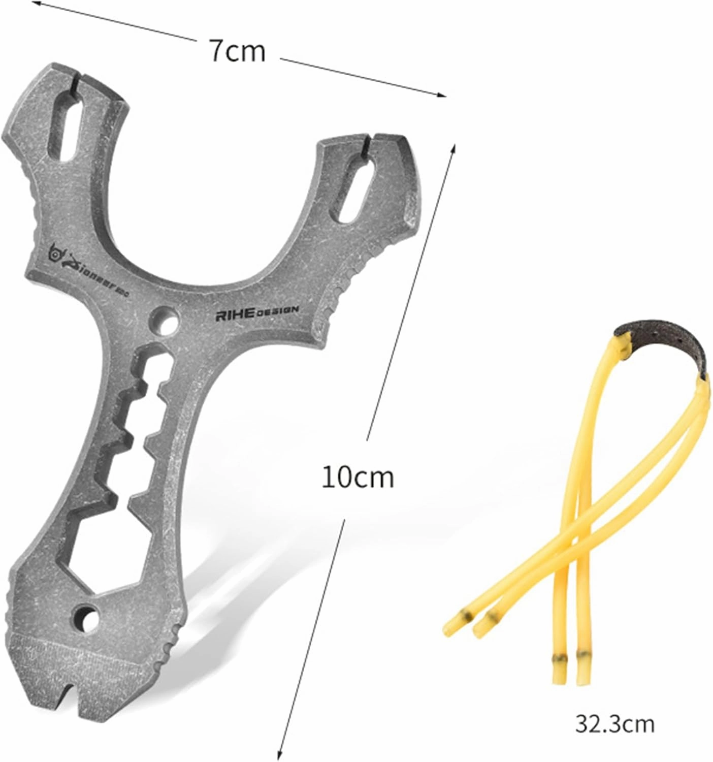 Titanium EDC Tool Portable Multifunctional Tool Hexagonal Wrench with Rubber Bands Camping Tool (Stonewashed)