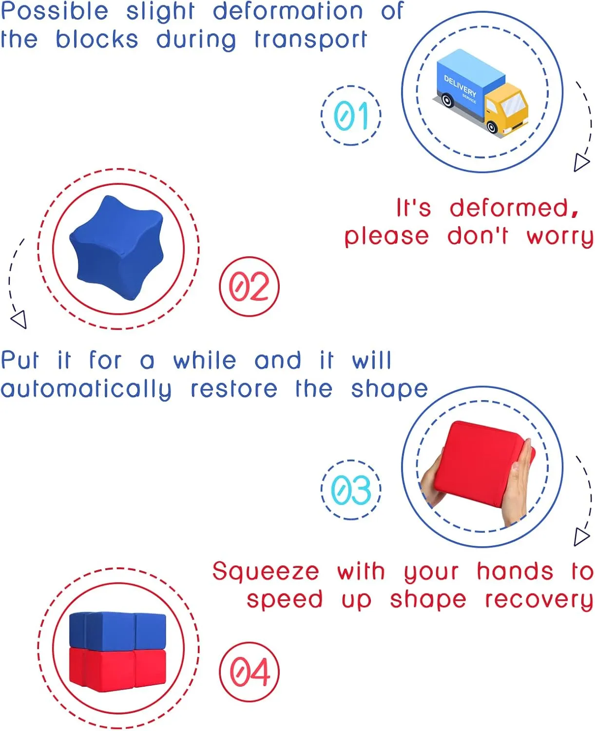 Toddler Foam Blocks, 16 PCS 5.5 inch Colourful Foam Soft Cubes for Kids, Stacking Block Sets Building Blocks Throwing Toys（Blue and Red）