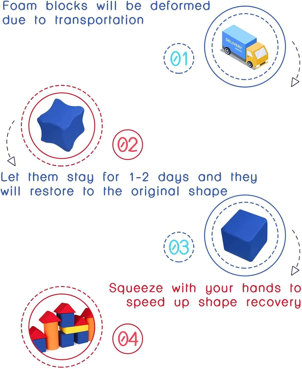 Toddler Foam Building Blocks, 12 PCS   4 Kinds of Shapes Colourful Stacking Block Sets for Kids, Soft Foam Building Blocks Throwing Toys