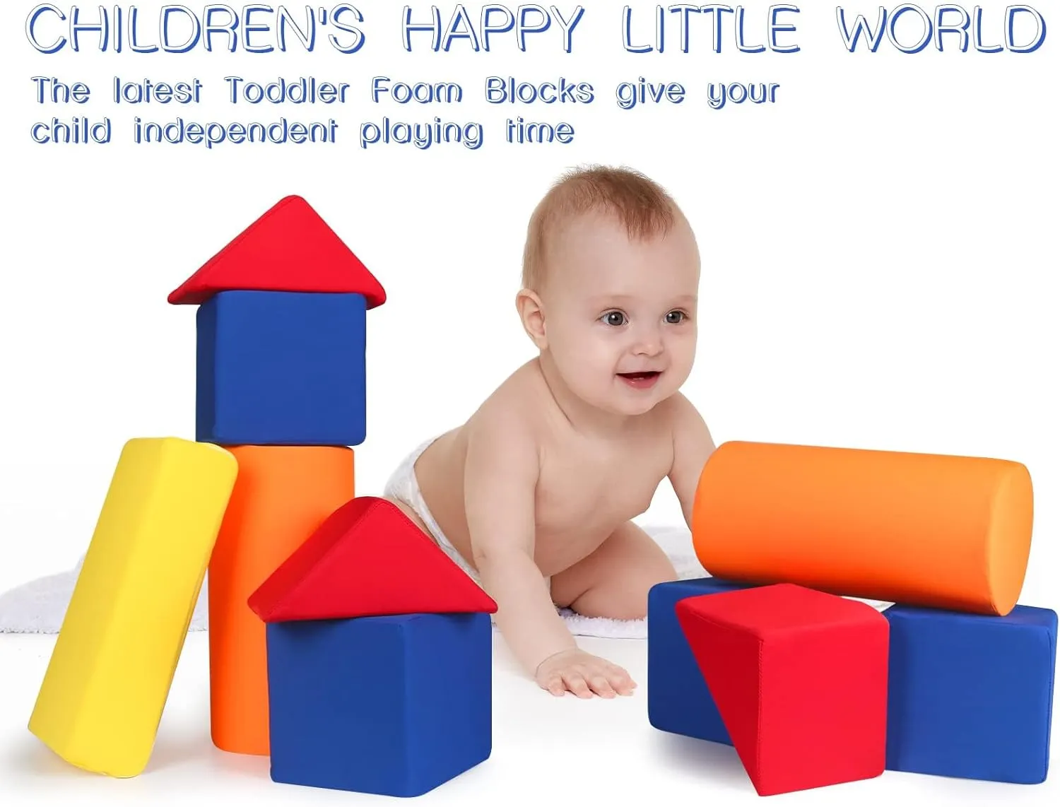Toddler Foam Building Blocks, 12 PCS   4 Kinds of Shapes Colourful Stacking Block Sets for Kids, Soft Foam Building Blocks Throwing Toys