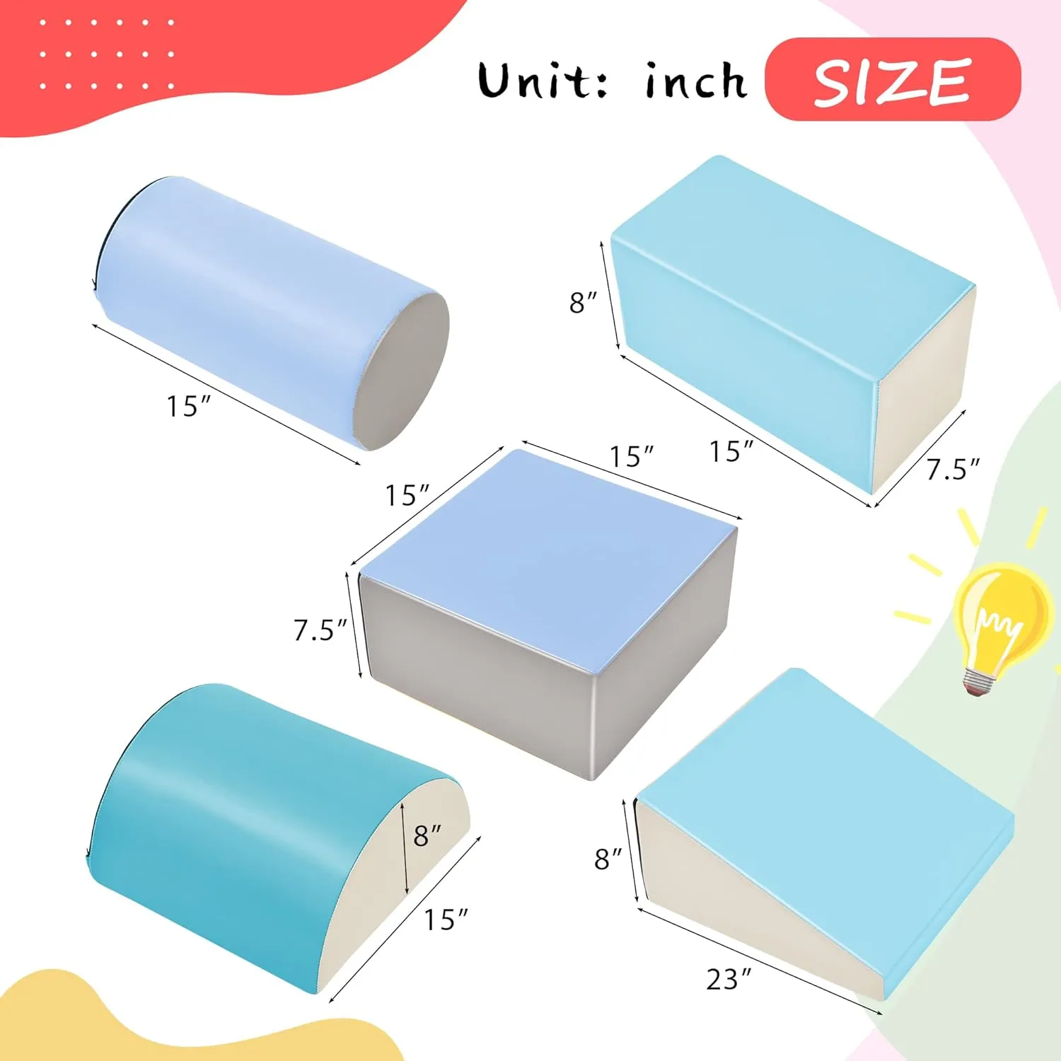 Toddler Indoor Climb and Crawl Activity Playset,Soft Foam Playset Including Building Blocks, Assorted and Ramp,Lightweight Indoor Active Stacking Play Structure for Beginner Toddler B Style