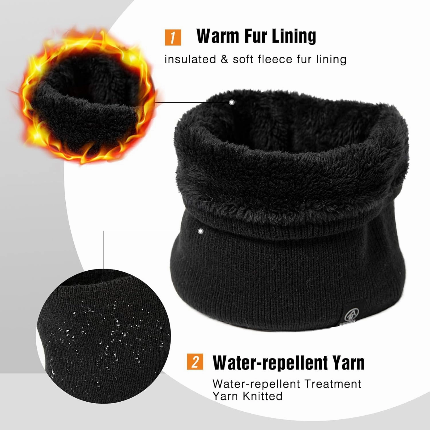 TOP-EX L/XL/XXL Waterproof Beanie Fleece Lined Hat for All-Weather Winter Warm