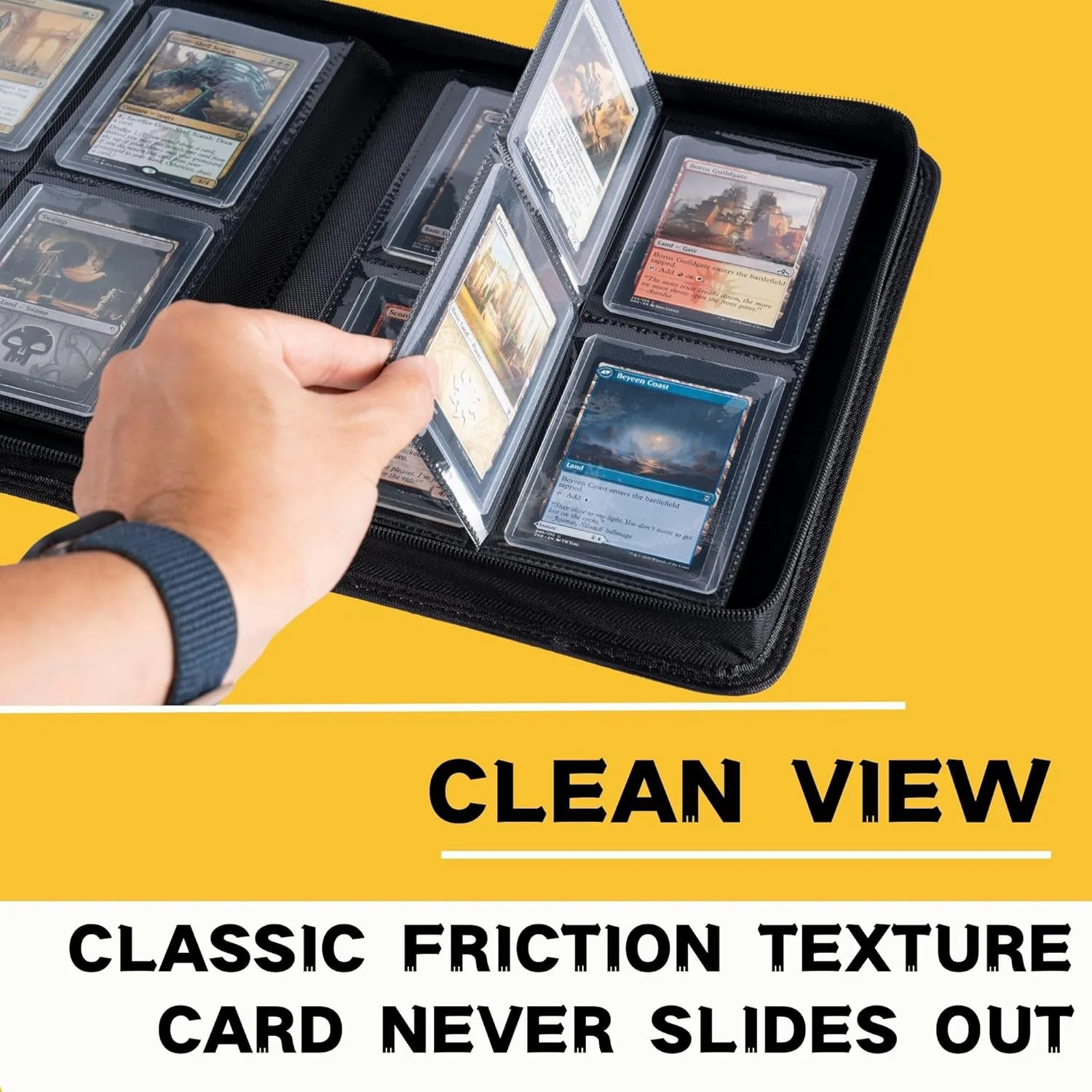 Toploader Binder, Holds 112  Toploaders, 4 Pocket Top Loader Card Storage Case, Double-Sided Pockets for trading card in 3 x 4'' Toploaders