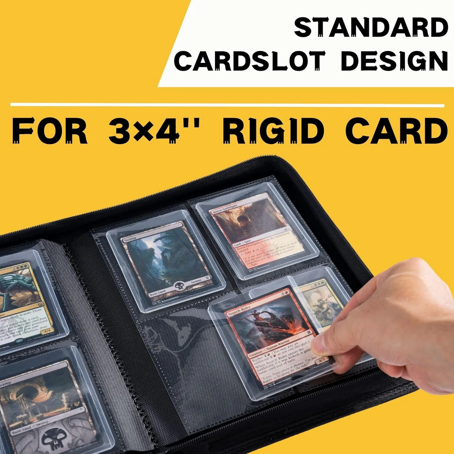 Toploader Binder, Holds 112  Toploaders, 4 Pocket Top Loader Card Storage Case, Double-Sided Pockets for trading card in 3 x 4'' Toploaders