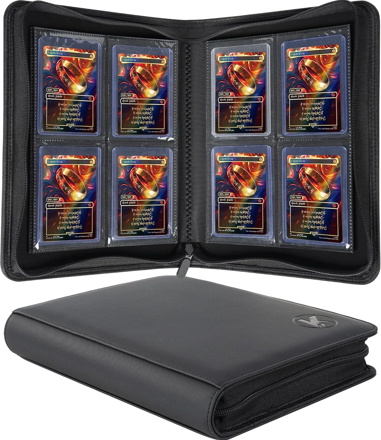 Toploader Binder, Holds 112  Toploaders, 4 Pocket Top Loader Card Storage Case, Double-Sided Pockets for trading card in 3 x 4'' Toploaders