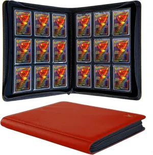 Toploader Binder - Holds 288  Top Loaders for Cards, 9 Pocket Top Loader Binders with Sleeves for 3" x 4" Rigid Card Holders for YugiOh, Baseball, Football and other Sports Cards (Red)