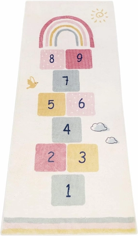 Topotdor Rainbow Sky Hopscotch Game Rugs,Kids Play Area Rugs Soft Floor Carpet for Bedroom Playroom Nursery,Great Gift for Girls & Boys,27.5" x 63"