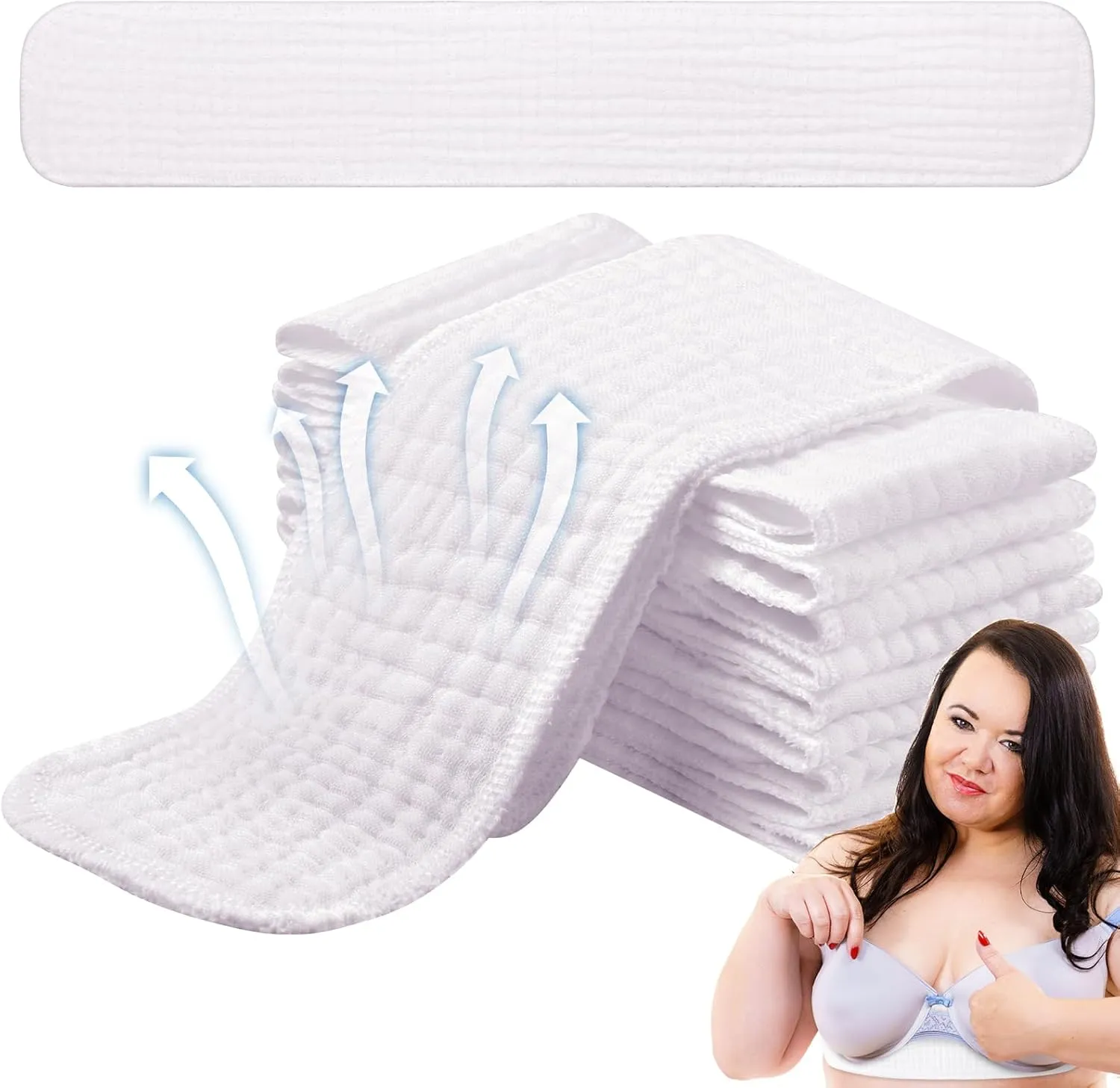 Toulite 10 Pcs 6 Layer Bra Liner Sweating, Cotton Sweat Liner Under Bra Pad Breast Washable Rectangle Absorb for Women Supply